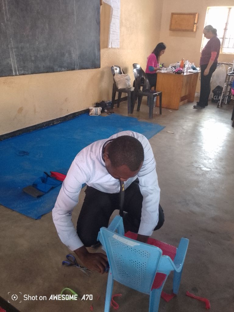 Preparation of adaptive seating equipment in a DICD classroom